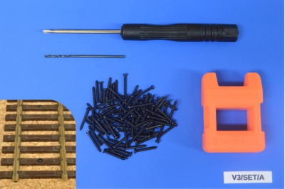 Sada pro šroubování kolejiva HO, vruty 1,2x10mm, 100ks + příslušenství