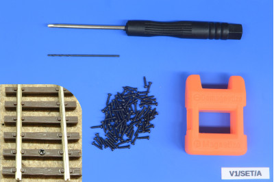 Sada pro šroubování kolejiva N a TT, vruty 1x5mm, 100ks + příslušenství